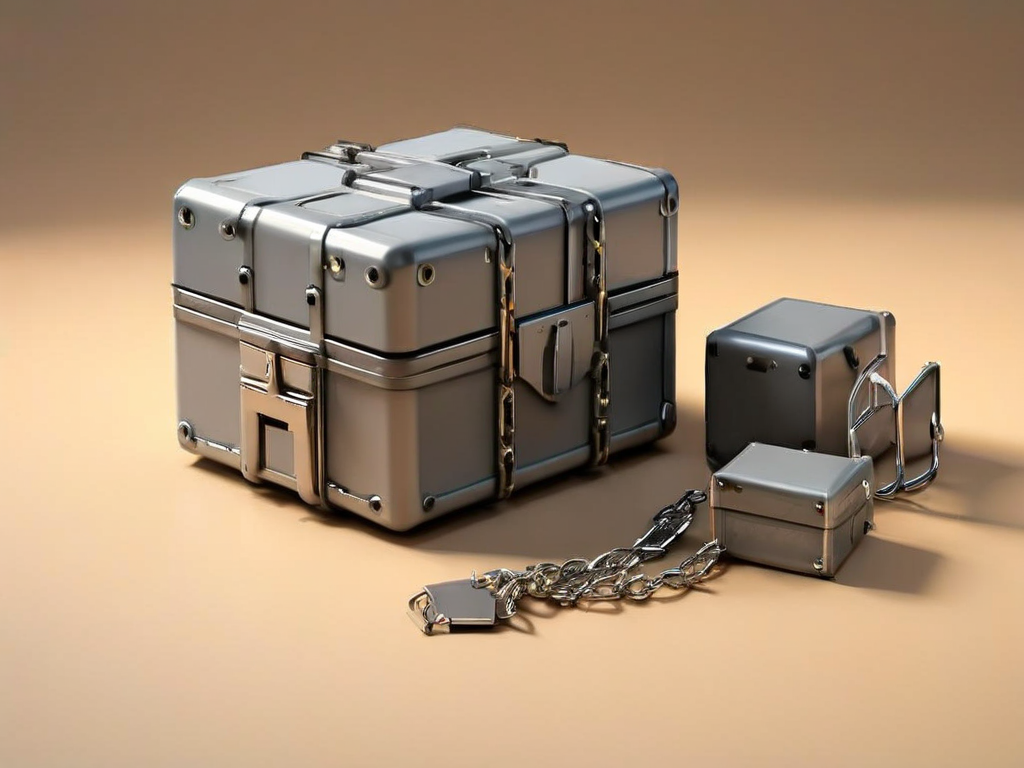 Metal chain linking separate storage blocks on a gray surface, representing organized digital file paths.
